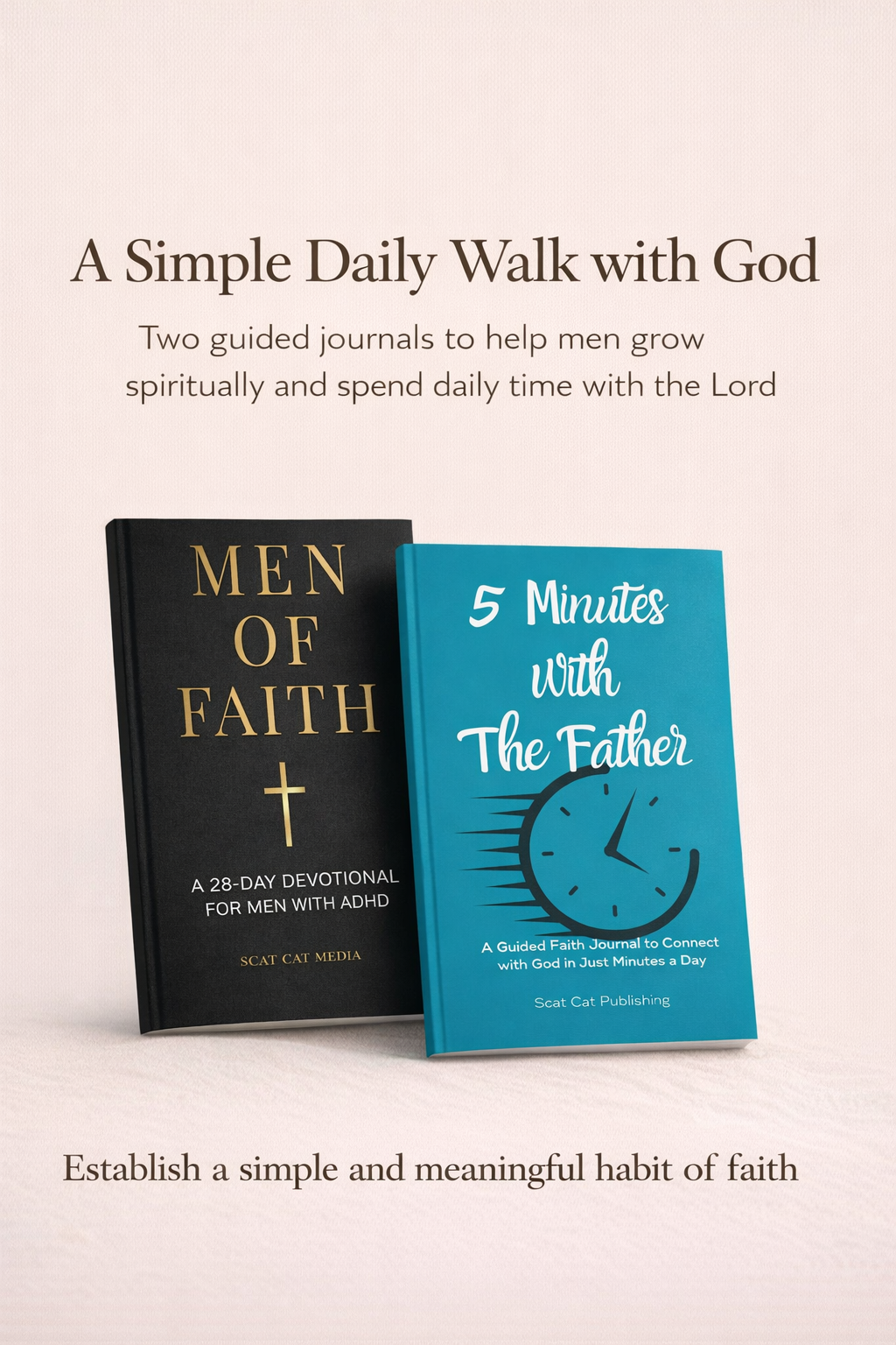 Men of Faith and 5 Minutes With the Father devotional journals bundle by Scat Cat Media for daily spiritual growth