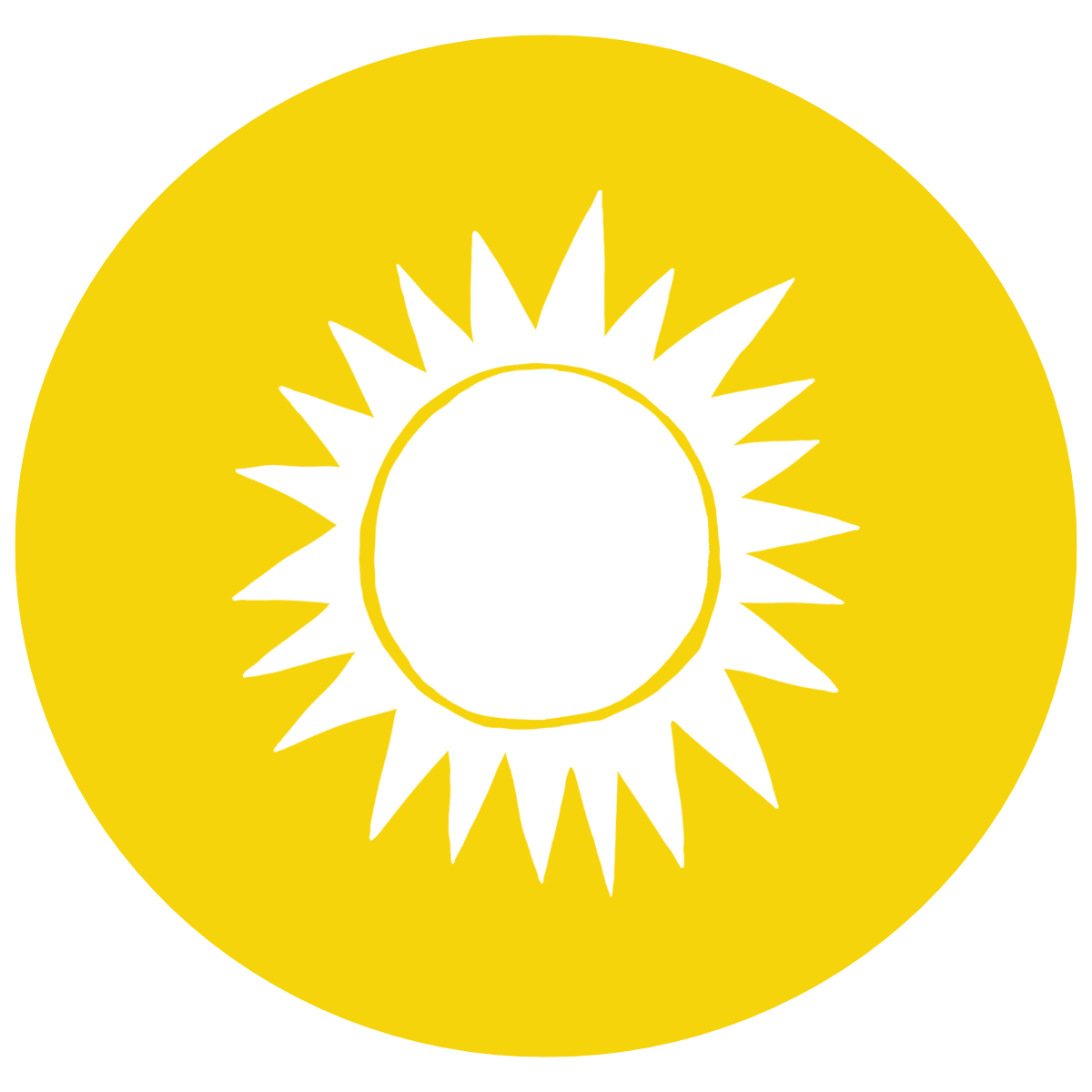 Yellow circle with a white sunflower and an oval-shaped white center.