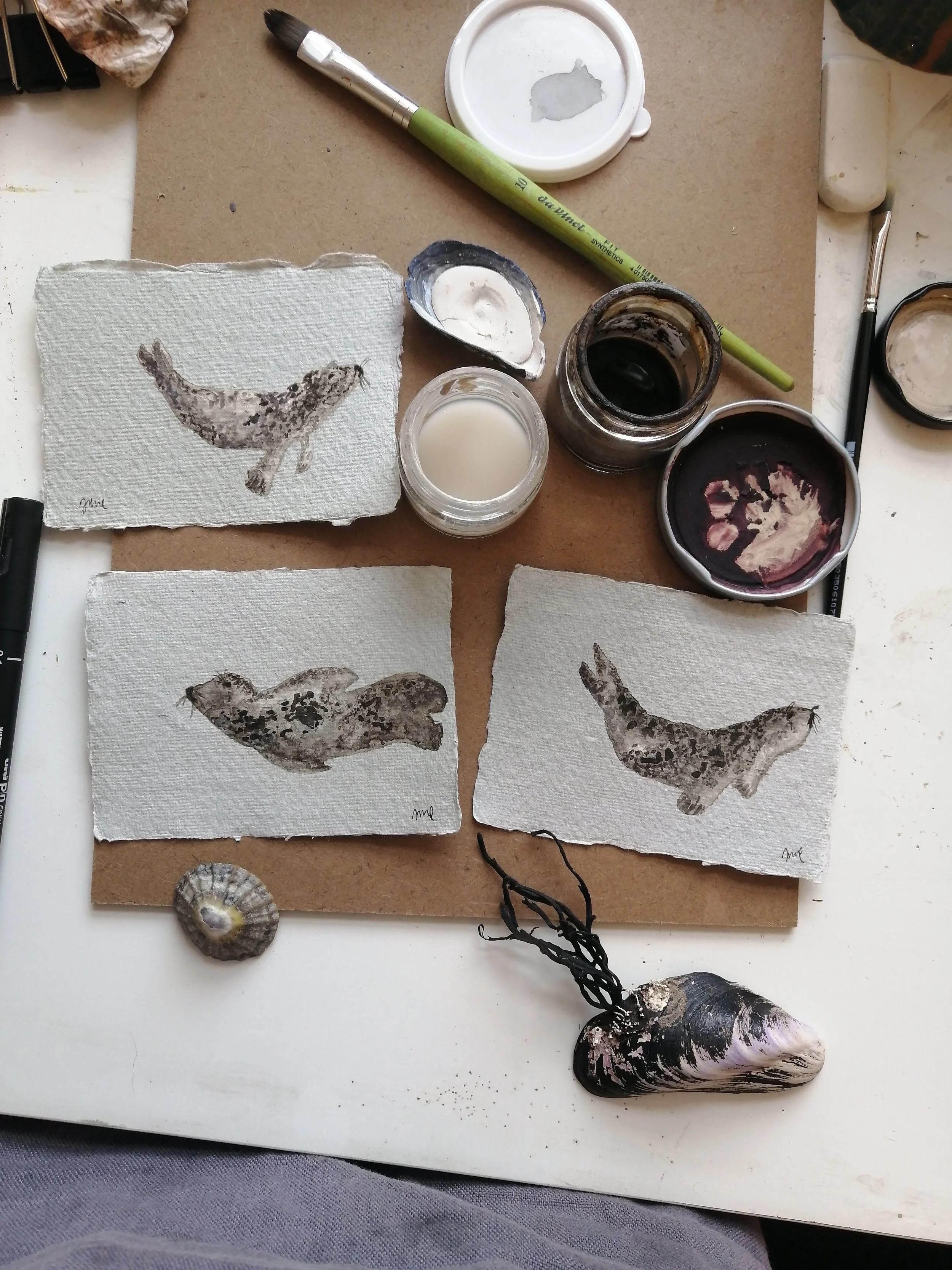Selkie Seal - tiny original artwork