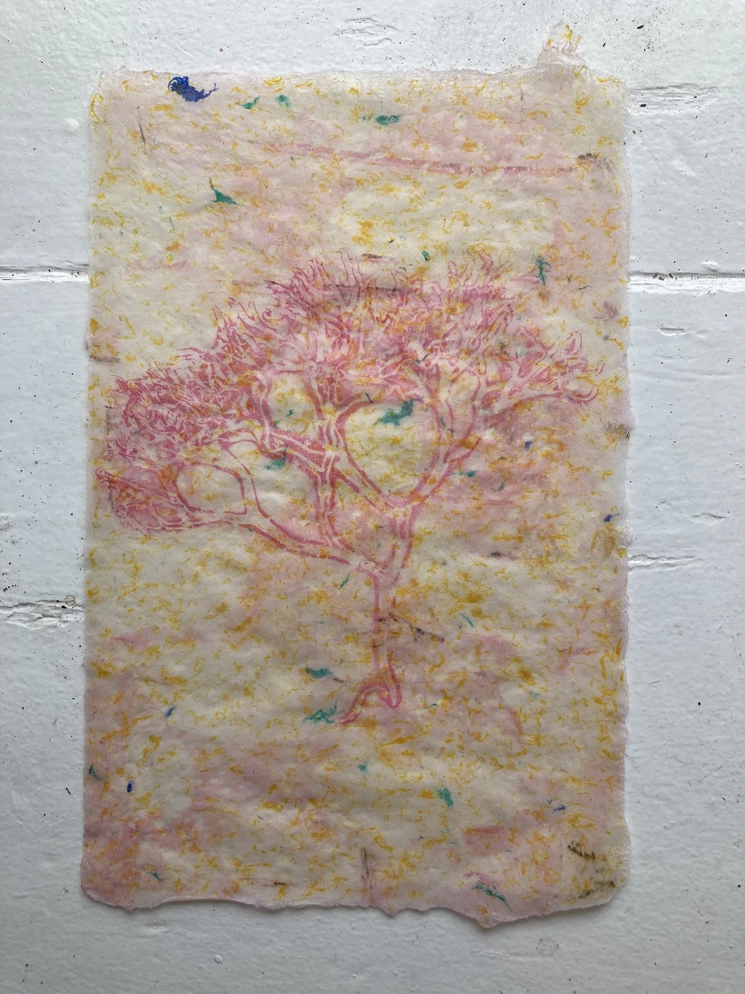 Seaweed in Pink - gelli print