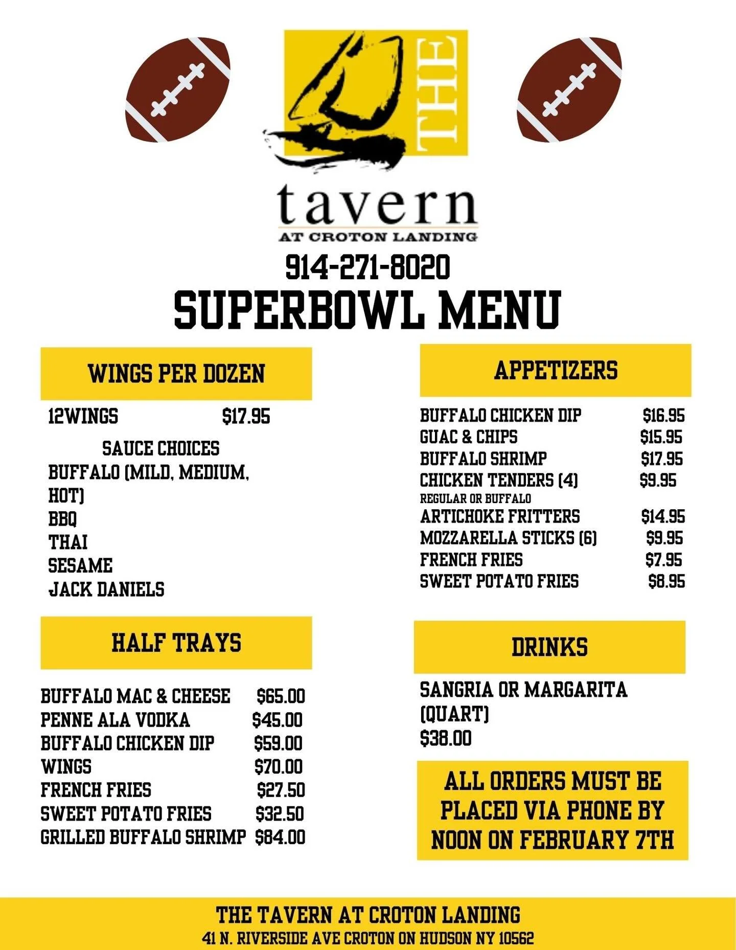 🏈 Ready for the big game? Order your Super Bowl spread and make game day delicious 🍗🔥 Call in your order by Saturday 2/7 🍻  #crotononhudson #croton #hudsonvalleyeats #westchesterfood #westchester