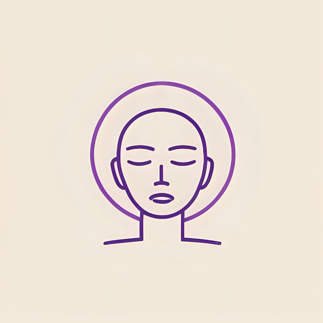 Icône représentant la gestion du stress chez les adolescents, couleurs beige et violet