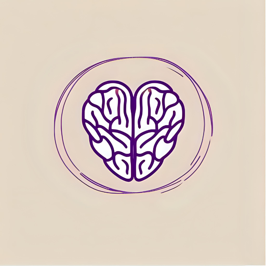 Icône illustrant le soutien aux adolescents dans la maîtrise de leurs émotions, couleurs beige et violet