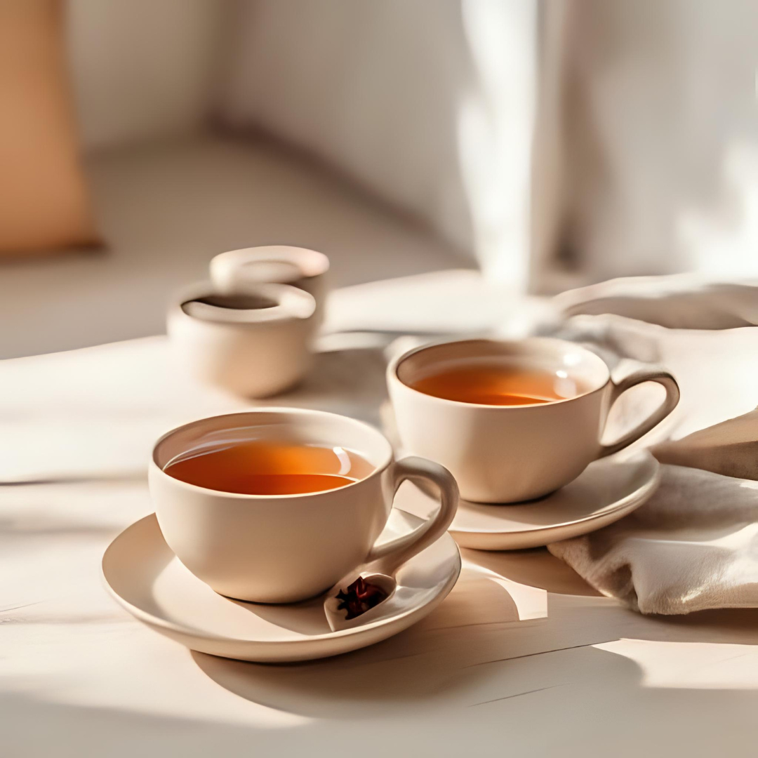 Deux tasses de thé sur une table, illustrant un premier échange chaleureux entre parent et adolescent, symbolisant l’écoute et la découverte de la situation de l’adolescent à Béziers