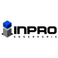 Logotipo da empresa INPRO Engenharia com um ícone de cubo em cinza e azul ao lado do nome.