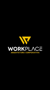 Logotipo do lugar de trabalho com a palavra 'WORKPLACE' em destaque, acompanhado pela frase 'ARQUITETURA CORPORATIVA' embaixo, em fundo preto.