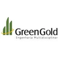 Logotipo da empresa GreenGold Engenharia Multidisciplinar com ícones verdes e texto