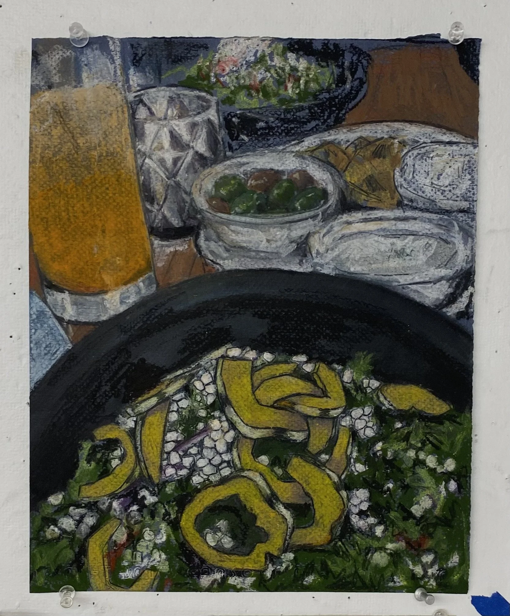 Dinner, 2024, Oil Pastel