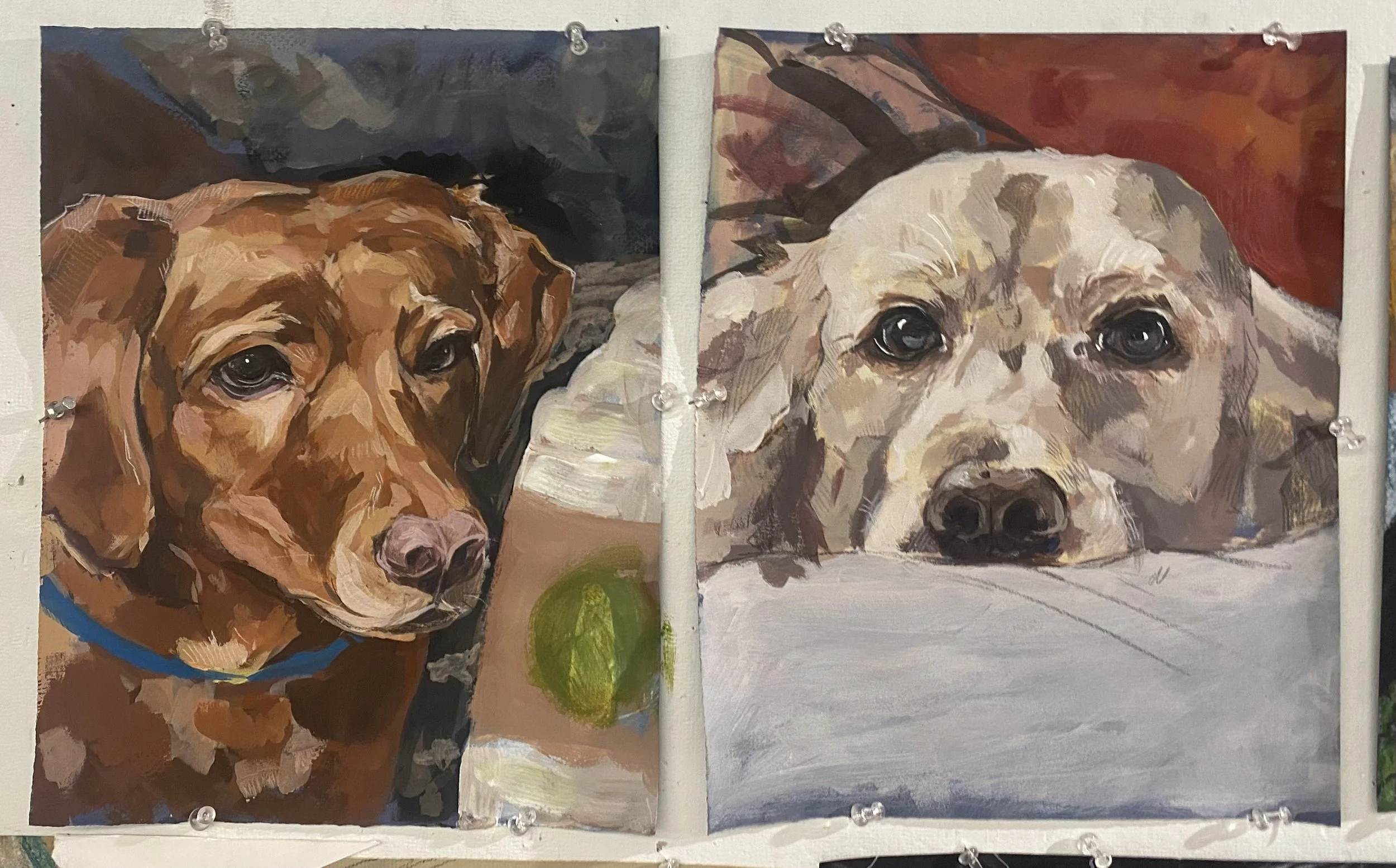 The Dogs, 2024, Gouache & Colored Pencil