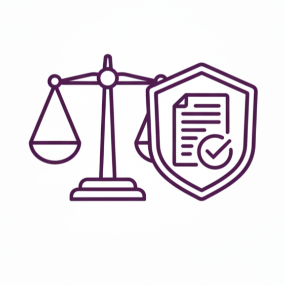 Icon representing ethical standards and transparent case management practices.	