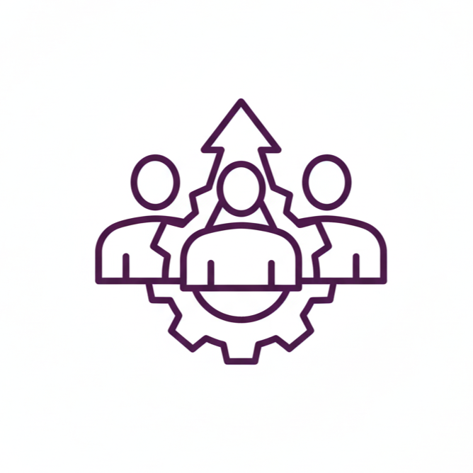 Icon representing team collaboration for successful case management.	