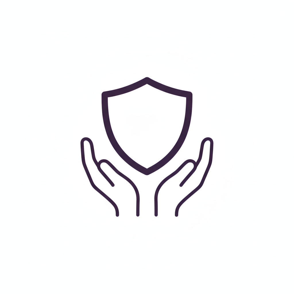 Icon of hands offering emotional support and counseling services.	