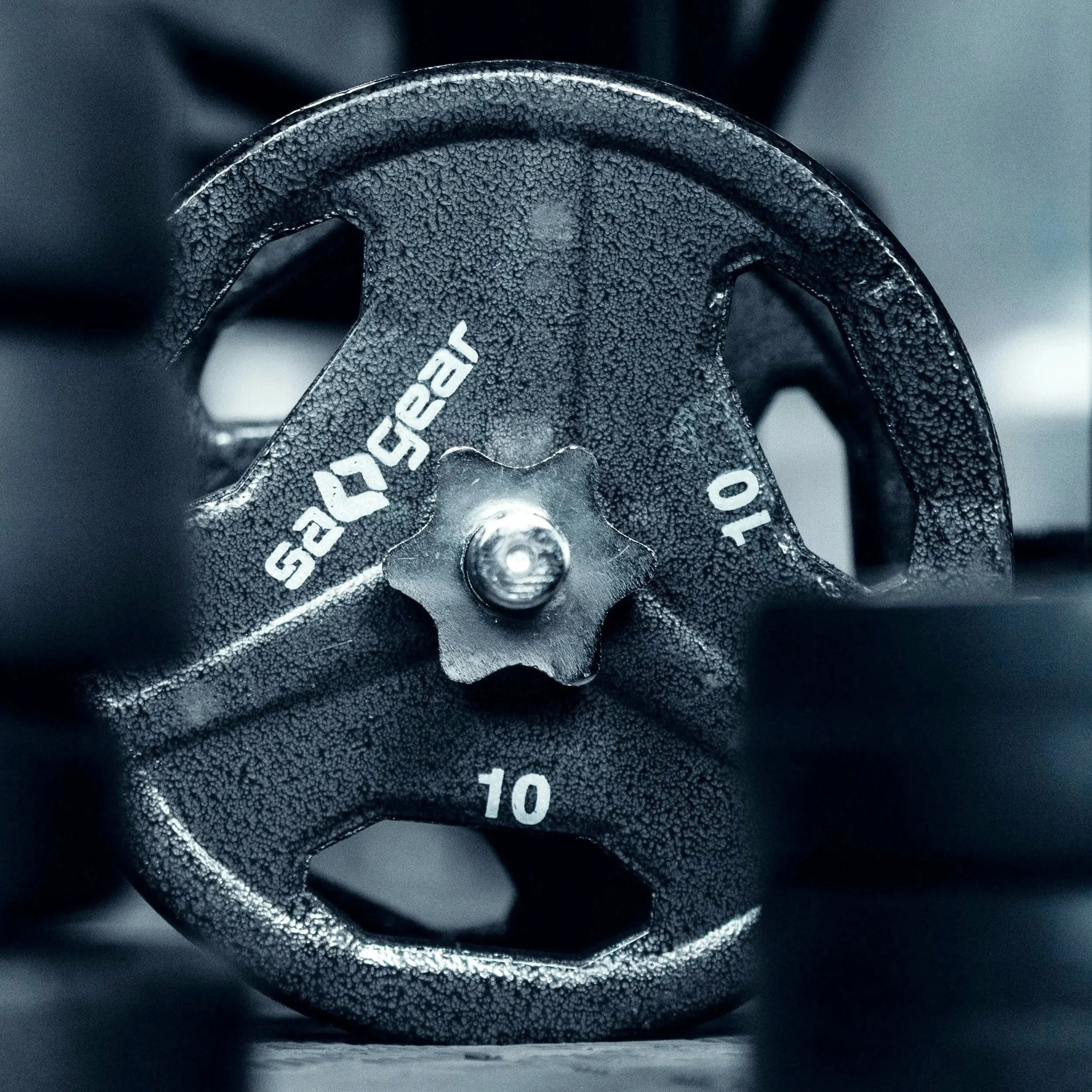 10 Kilo Gewichtsscheibe auf einer Langhantel