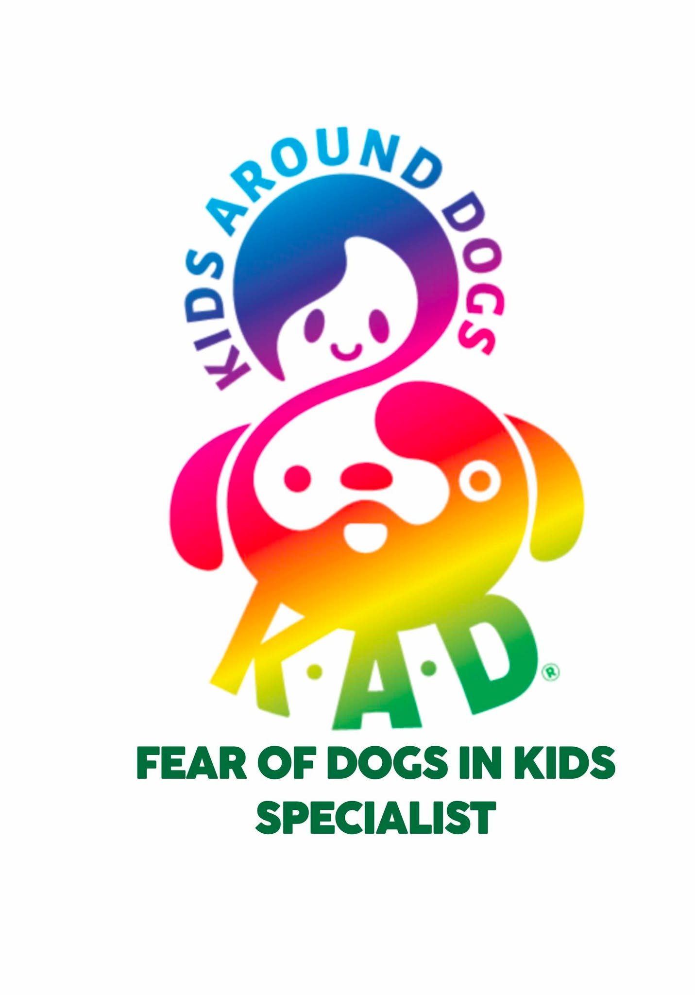 Kids Around Dogs Fear of Dogs in Kids Specialist badge.