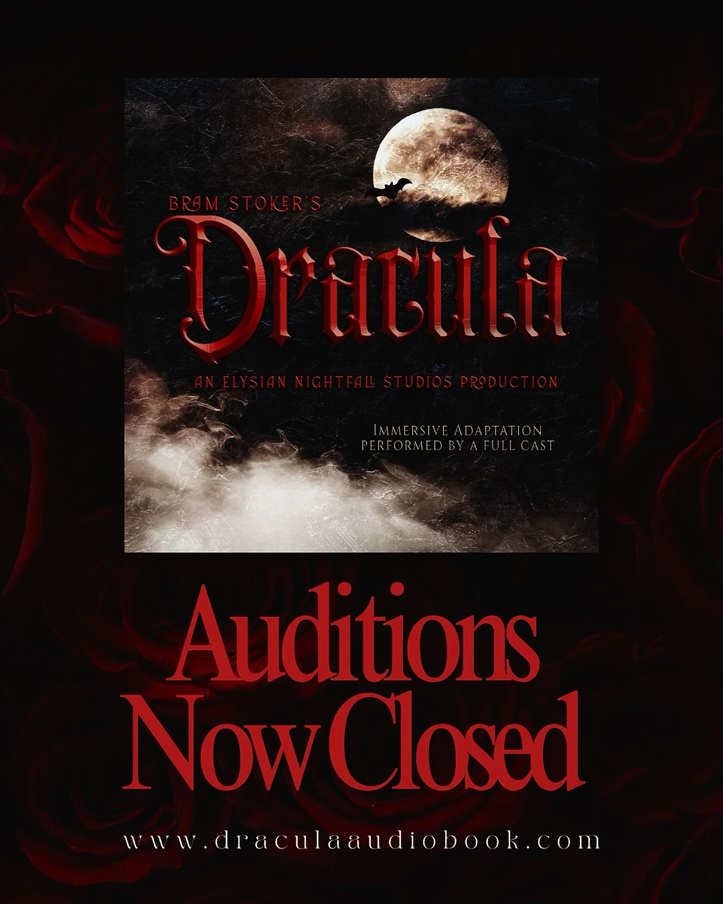 A heartfelt thank you to all the voice actors and narrators who auditioned for our Unabridged, immersive audio of Bram Stoker&rsquo;s DRACULA!

We&rsquo;ve received many outstanding auditions and are currently reviewing submissions as we move toward 