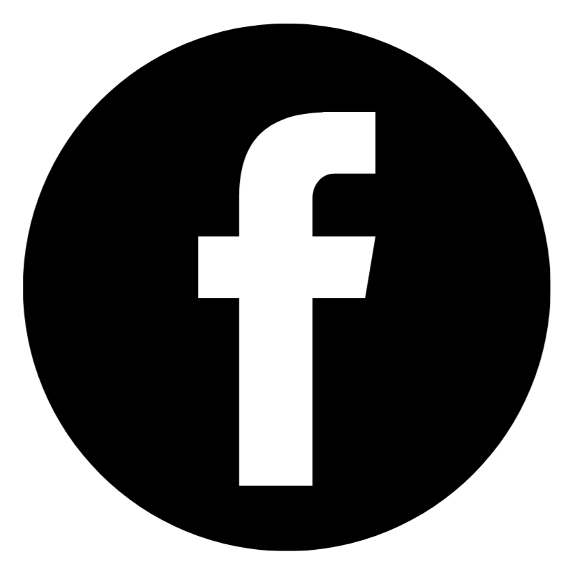 A black and white Facebook icon