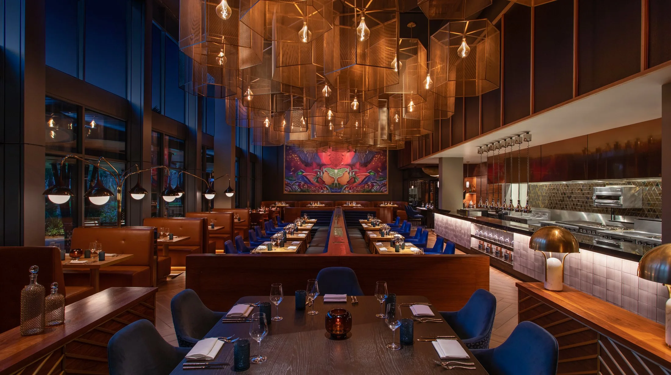 Interior dining room of Bacán in the Lake Nona Wave Hotel