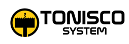 Tonisco System logo with a black and yellow circular symbol and black text on a white background.