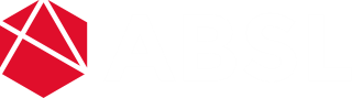 ABS logo with a red geometric shape and bold black letters