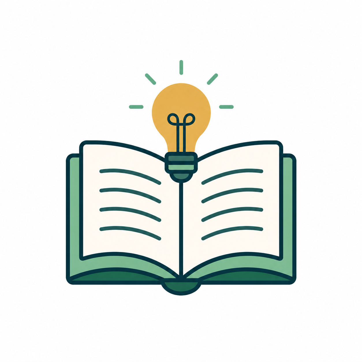 Illustration of an open book on a stand, drawn with simple lines and colors.