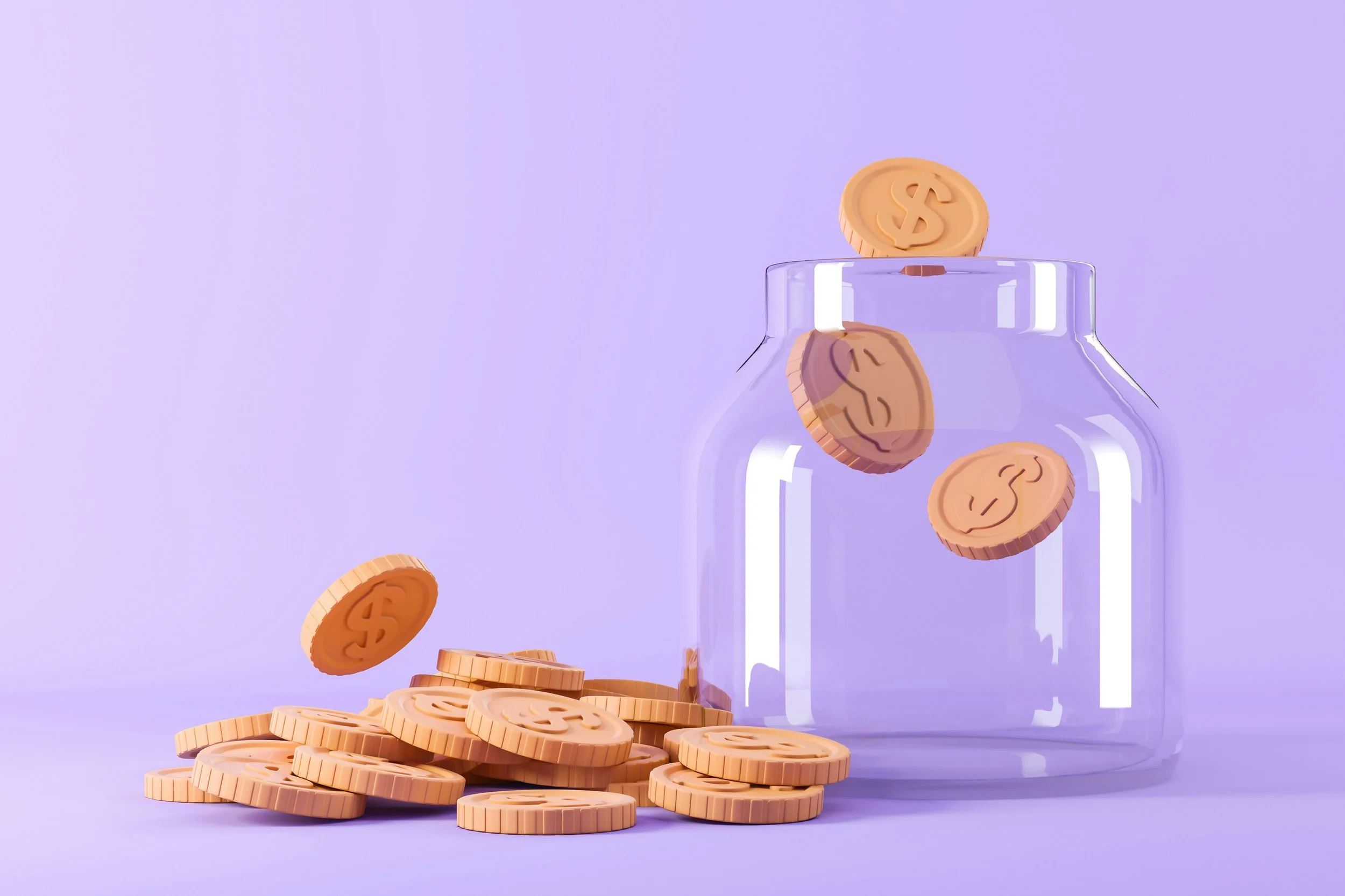 jar with orange coins
