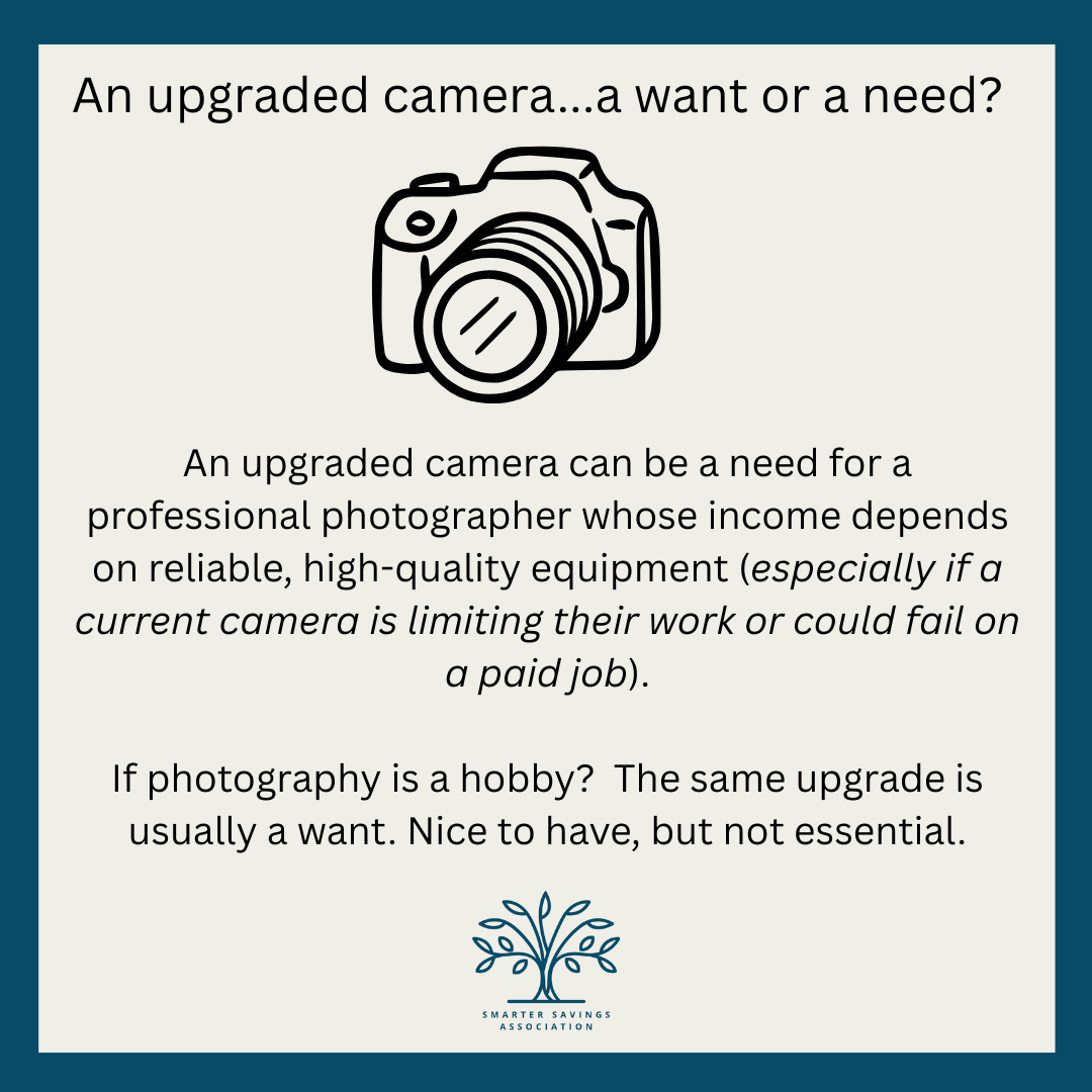 Example showing how the same expense can be a want or a need depending on your situation