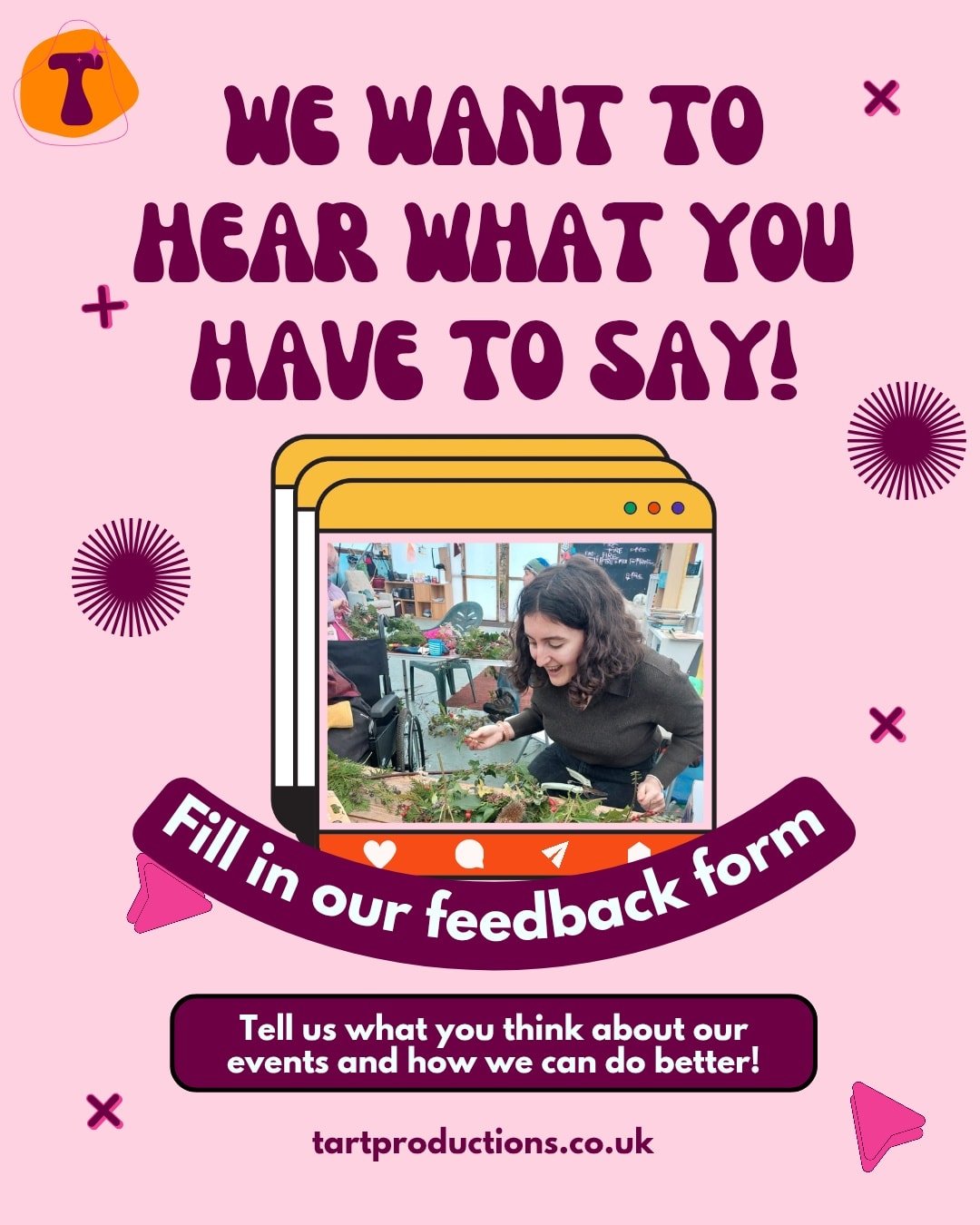 🧡 Have you been to any of our events over the years?

💬 Tell us what you thought! Your feedback helps us do better and get more funding - so we can do more lovely things!

📝 Please complete our survey via the link in our bio

ID: A graphic with a 