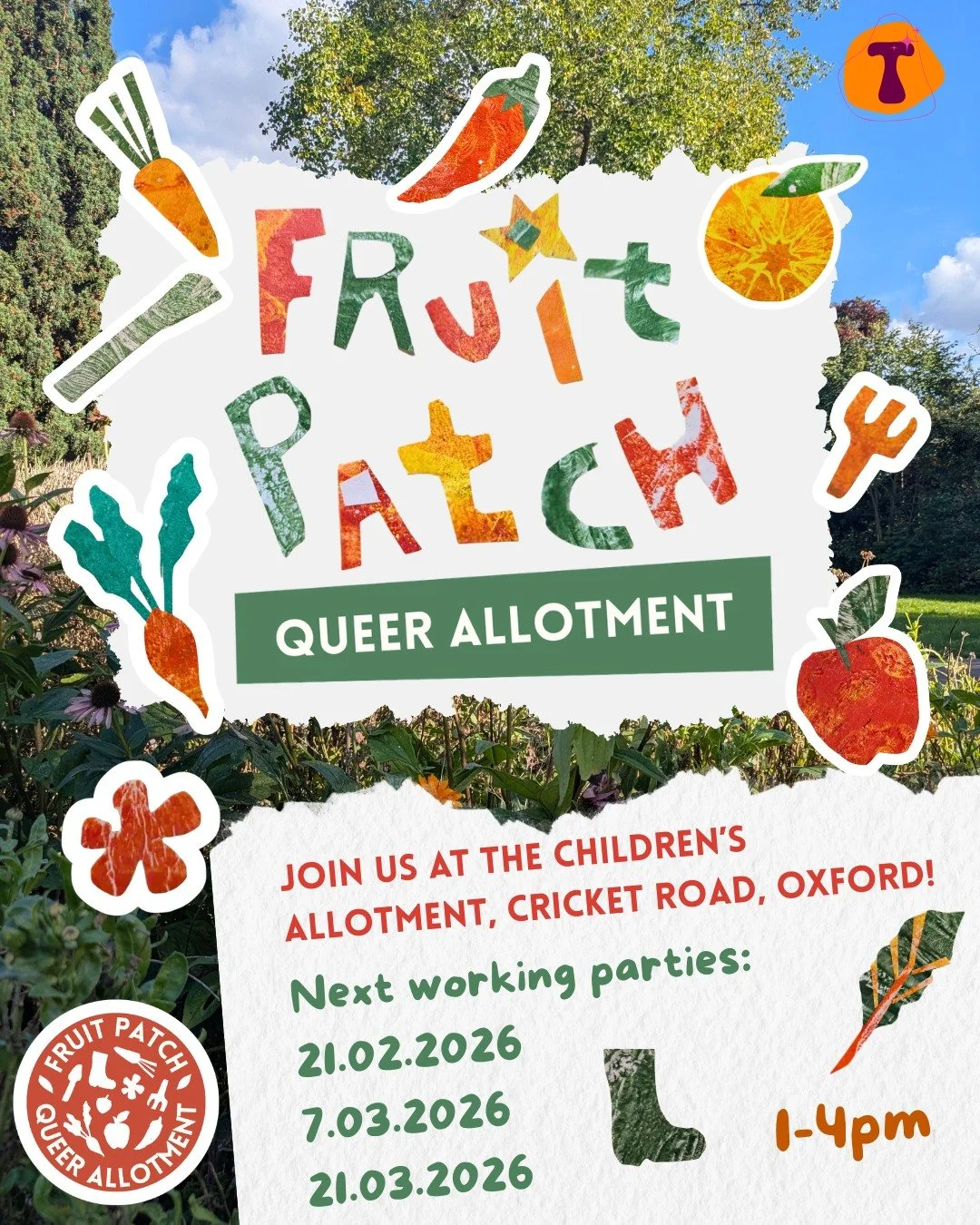 🌱 Do you love plants?

Join our queer allotment project! We meet every other Saturday at The Children's Allotment in Oxford.

Find out more: https://www.tartproductions.co.uk/fruit-patch