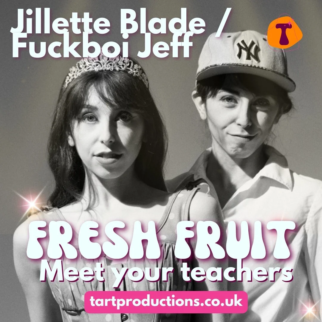 Meet some of the incredible teachers we have for Fresh Fruit, our drag and queerlesque course!

Ginger Tart (they/she)
OxPHWOARd babe Ginger has 10 years of drag and burlesque experience, including performing at the Hebden Bridge Burlesque Festival, 