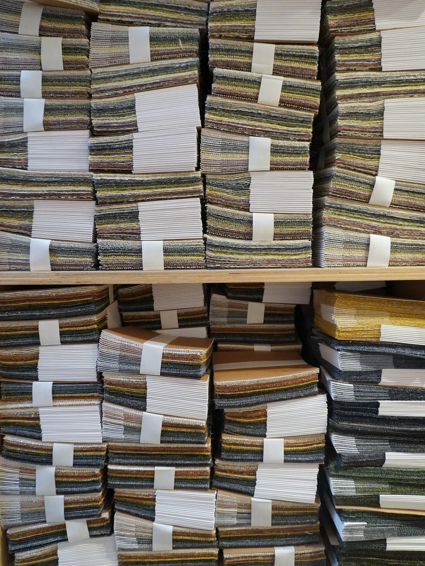 our new collection memos have started to roll in 😎 we couldn&rsquo;t resist sharing this organized &amp; satisfying stack! 

#textiles #textile #fabric #textilestudio #upholstery #interiordesign