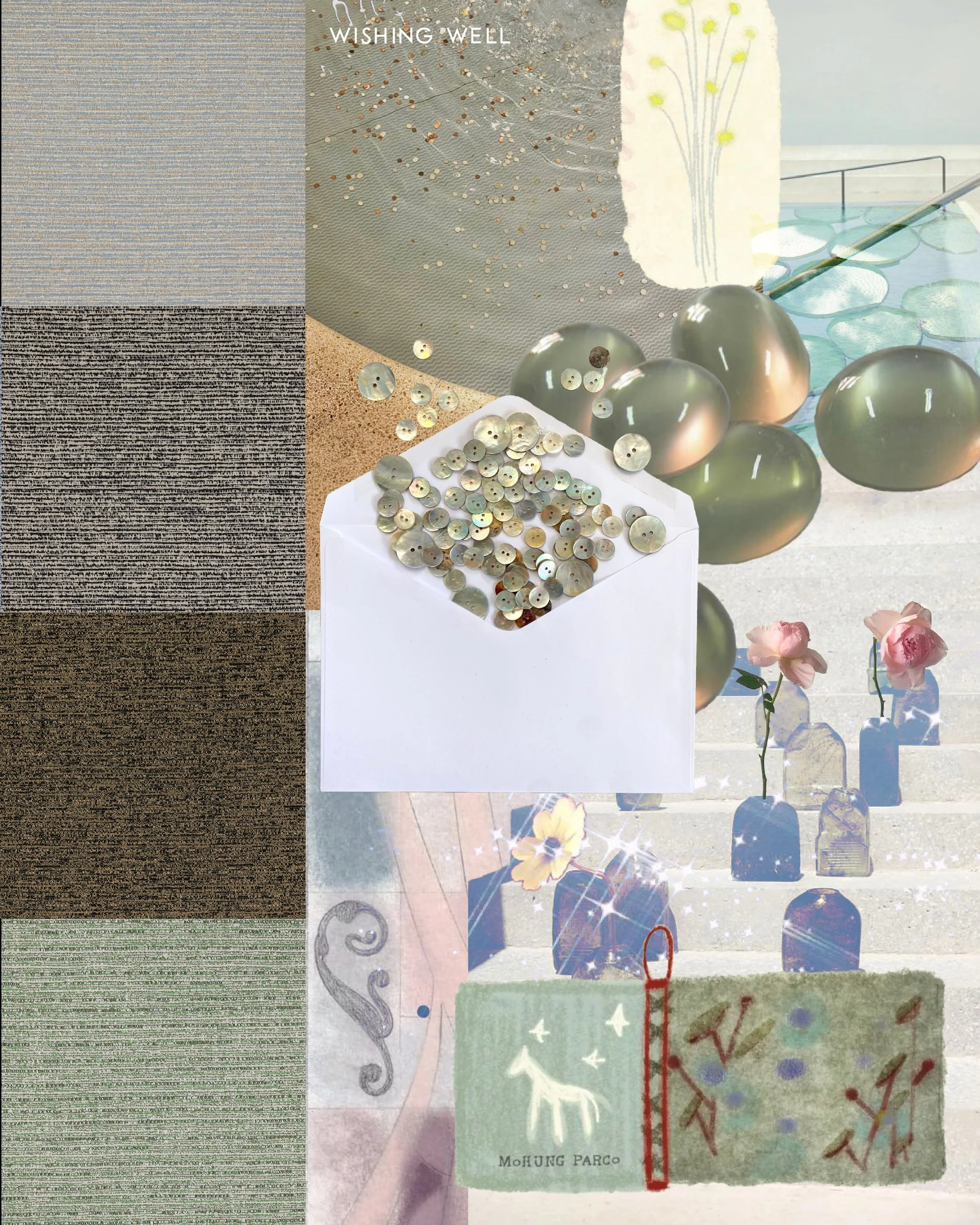 A mood board inspired by wishing well ✨

Wishing Well is a chunky, outdoor upholstery with a handwoven look. The pattern has a vast collection of colorways inspired by the rock sediment created in nature and natural hues found around the earth.