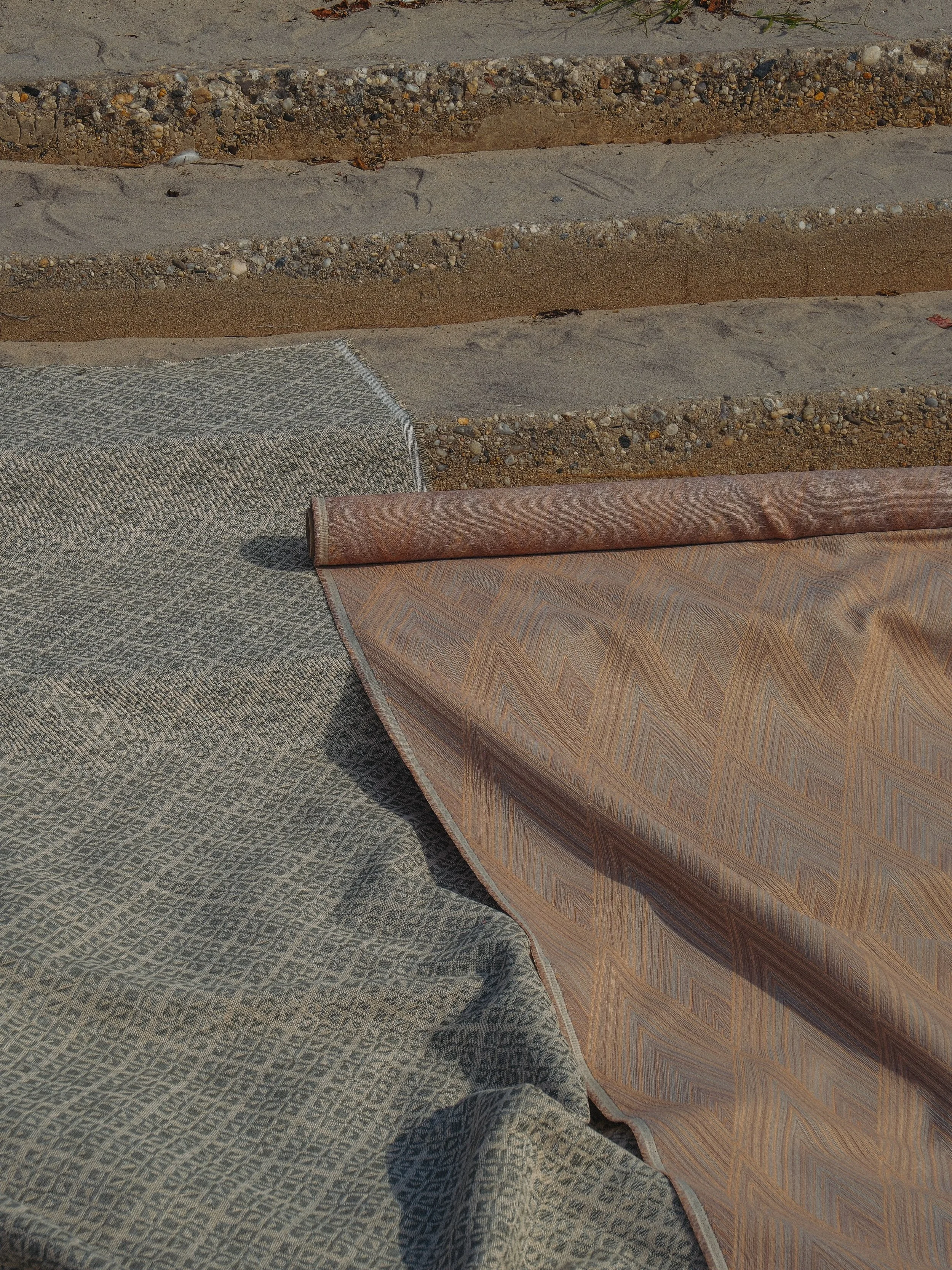 Beautiful, muted shades: 
Love Triangle in Blossom &amp; Relic in Seaglass