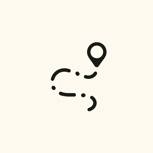 Simple map route with a location pin, representing finding direction and support for ADHD.