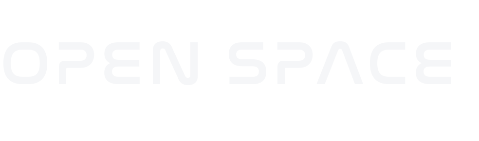 The words "OPEN SPACE" written in white stylized font on a black background.