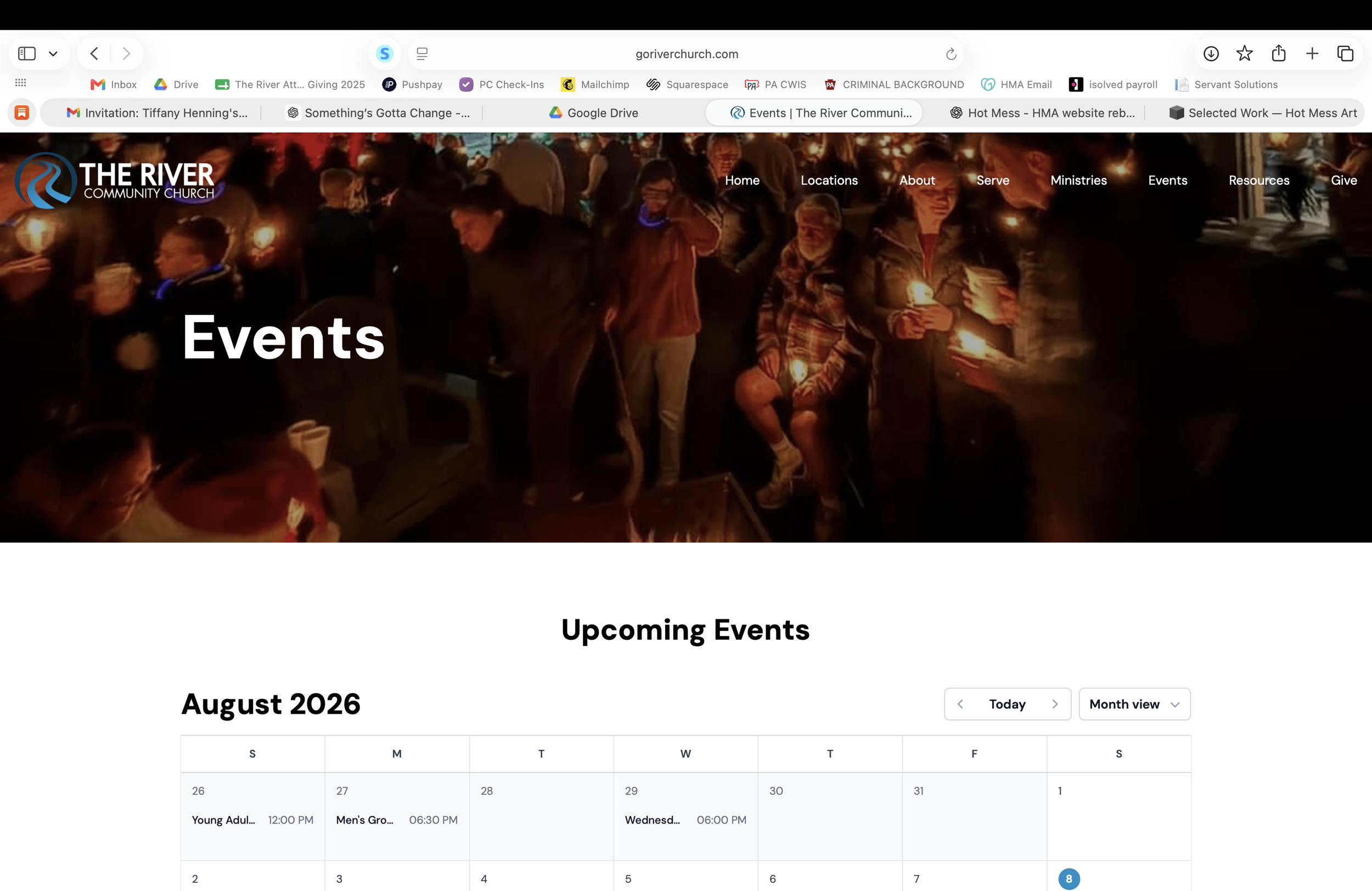 The River online church events calendar