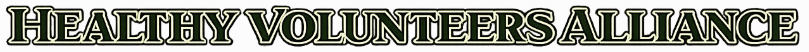 Healthy Volunteers Alliance logo with green text and black outline