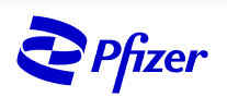 Pfizer logo with blue text and curved design element