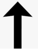 Black upward arrow on a white background