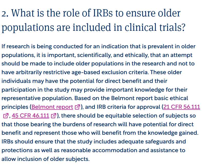 Screenshot explaining the role of Institutional Review Boards IRBs in ensuring older adults irbs in ensuring older adults are included in clinical trials ded in clinical trials