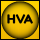 A yellow circular sign with black text reading 'HVA'.
