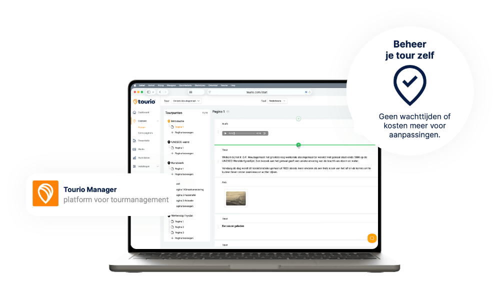 Visual van de Tourio Manager voor tourmanagement