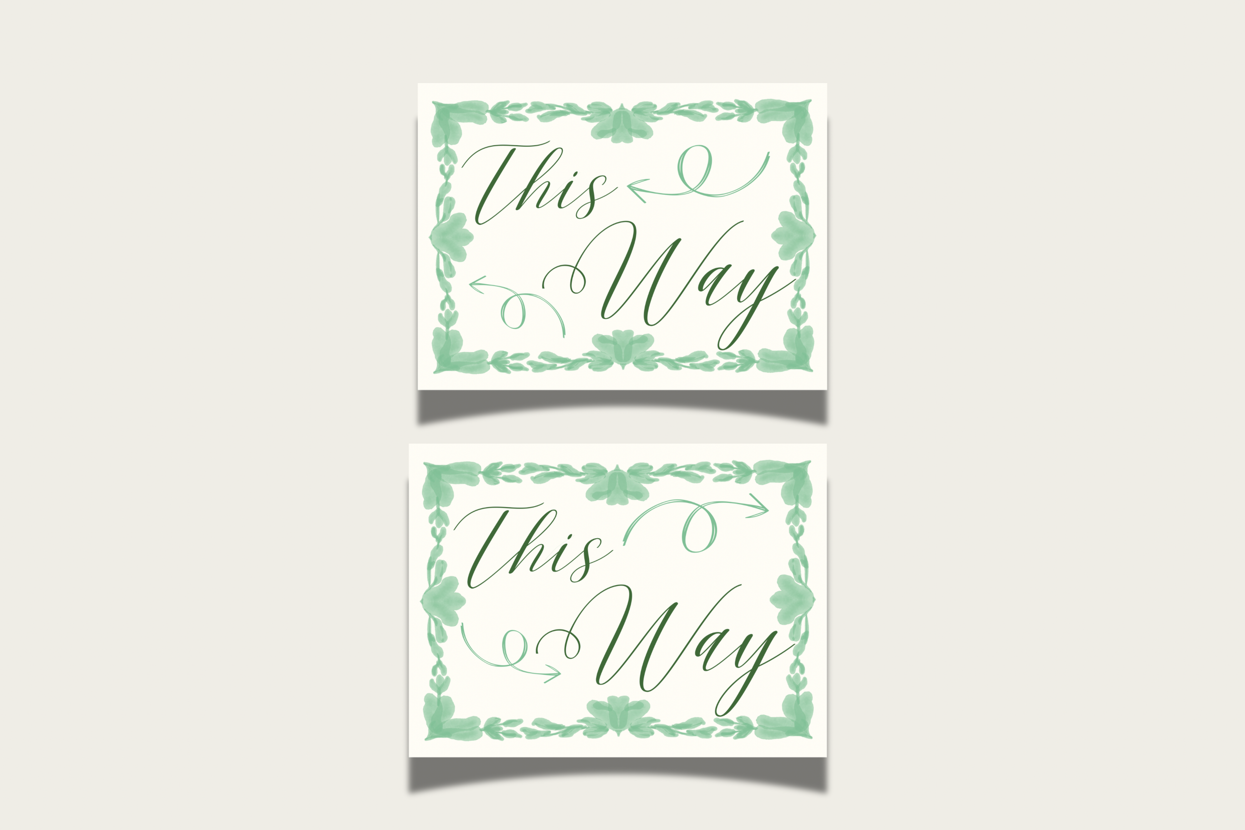 Green Tulip Watercolor Wedding Signage | Printed Wedding Signs & Directional Signage
