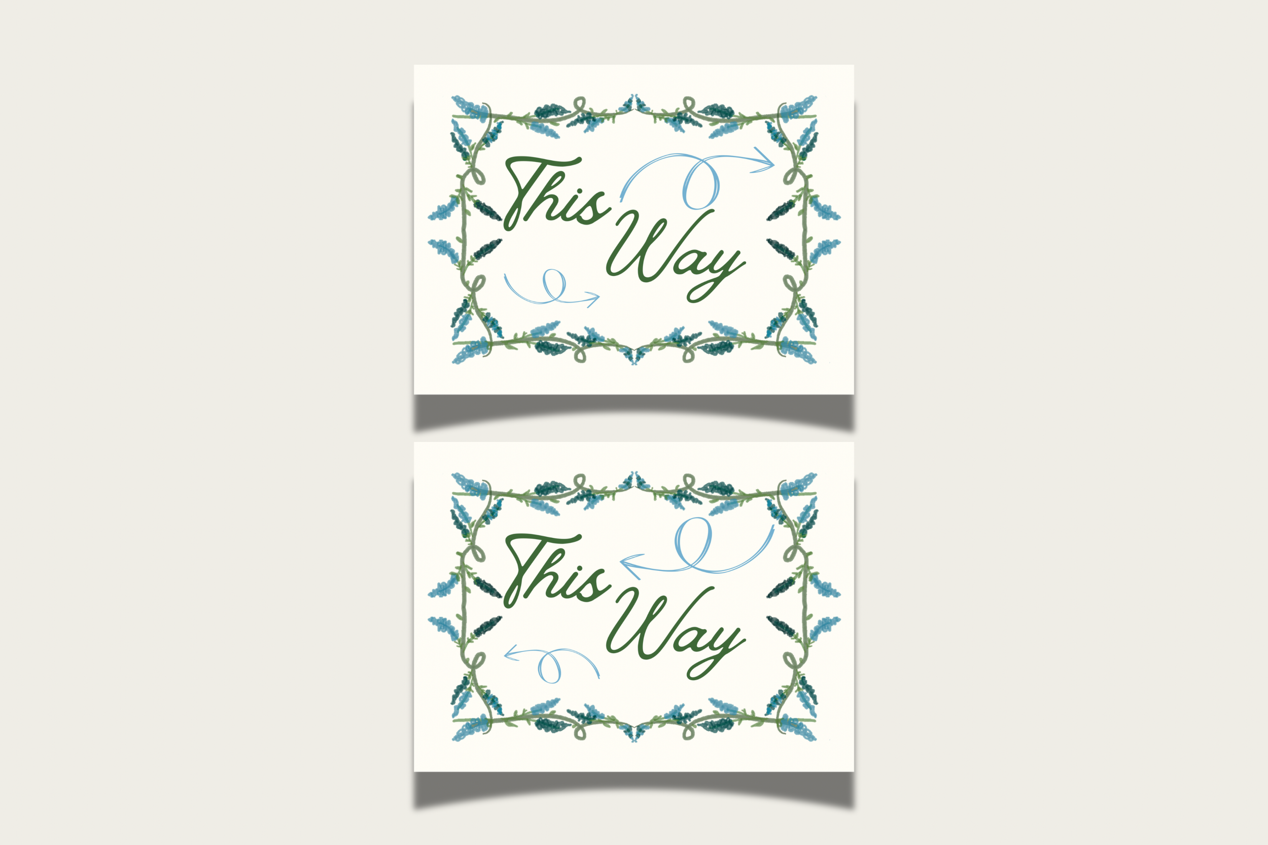 Bluebonnet Watercolor Wedding Signage | Printed Welcome & Directional Signs