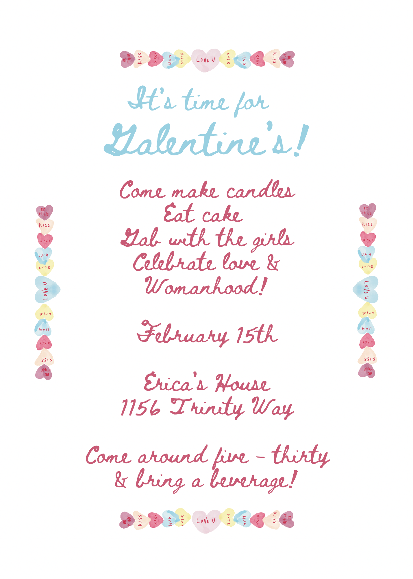 Candy Hearts (S) - Personalized Valentine’s Invitation