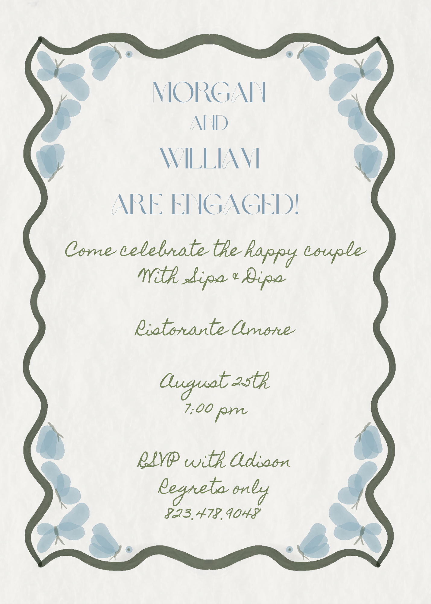 Butterfly Squiggle - Personalized Engagement Invitation