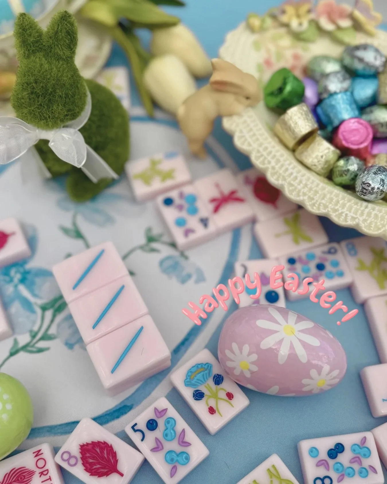 Wishing you a day filled with bams, bunnies and blessings on this Easter Sunday!🐣🐇🀄️
Matthew 28:6-&ldquo;He is not here, He is risen.&rdquo; 
#happyeaster 
#eastersunday