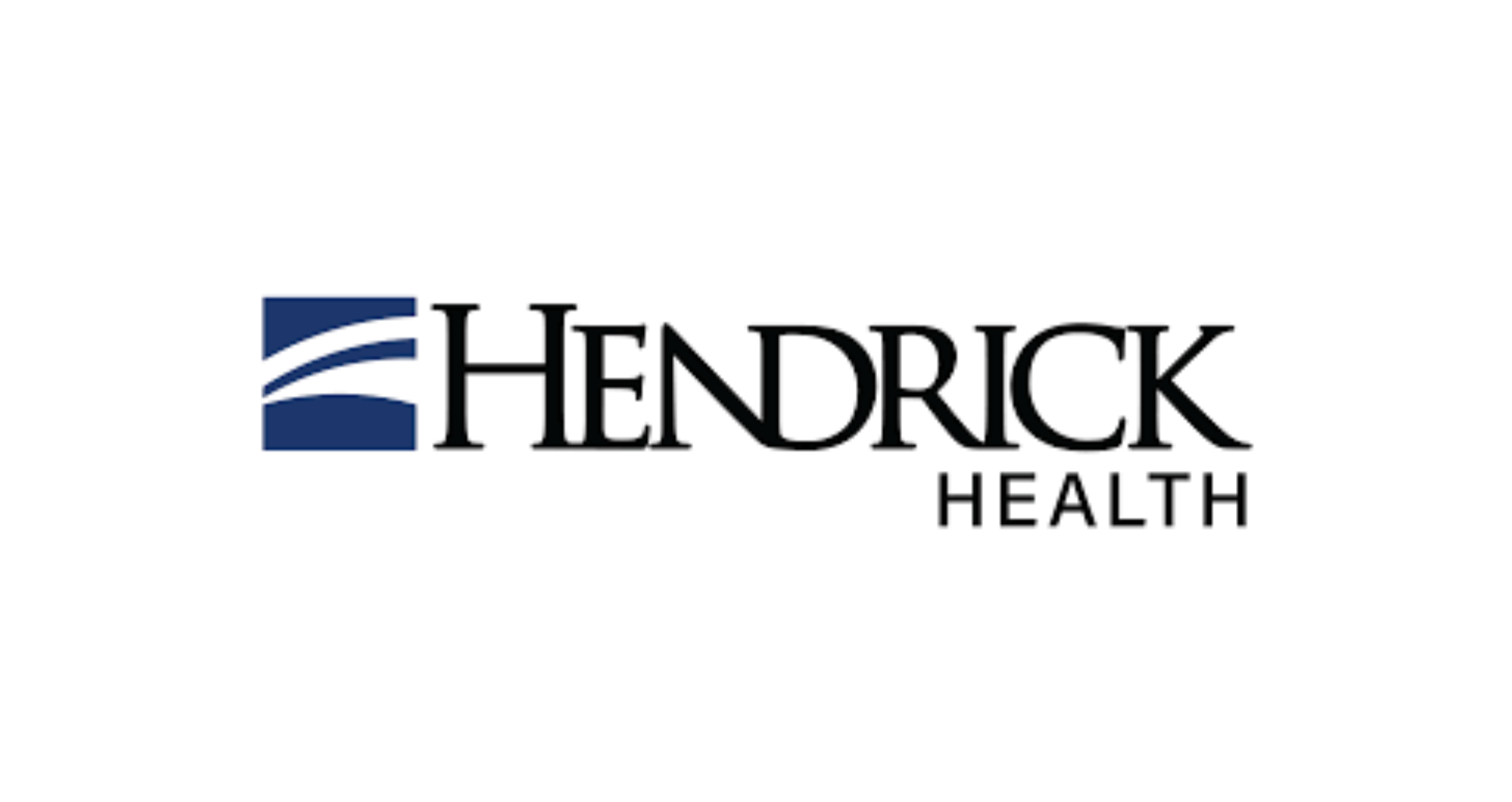 Hendrick Health logo with blue abstract icon to the left of the black text Hendrick Health on a white background.