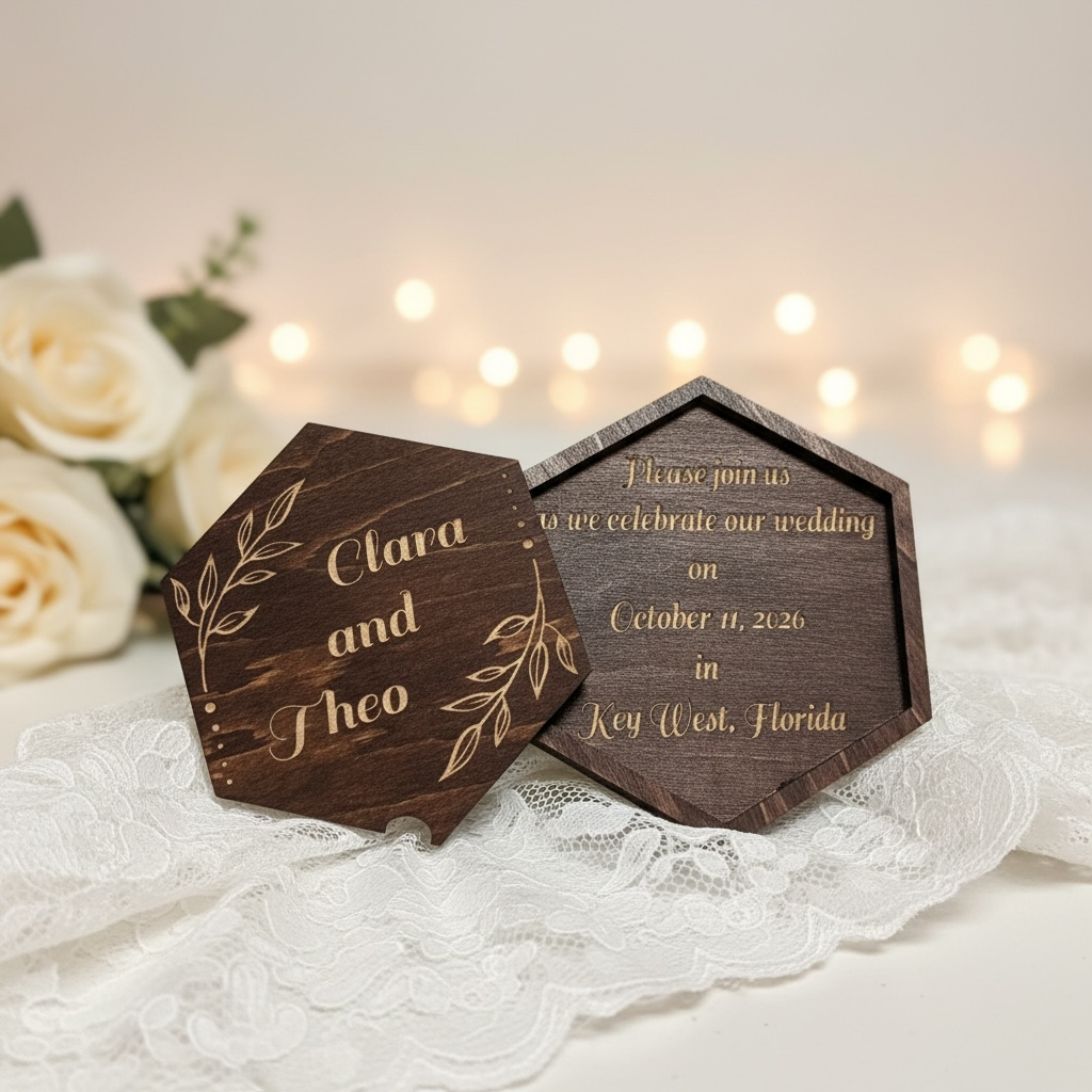 Hexagon Leaves Pop Out Invitation