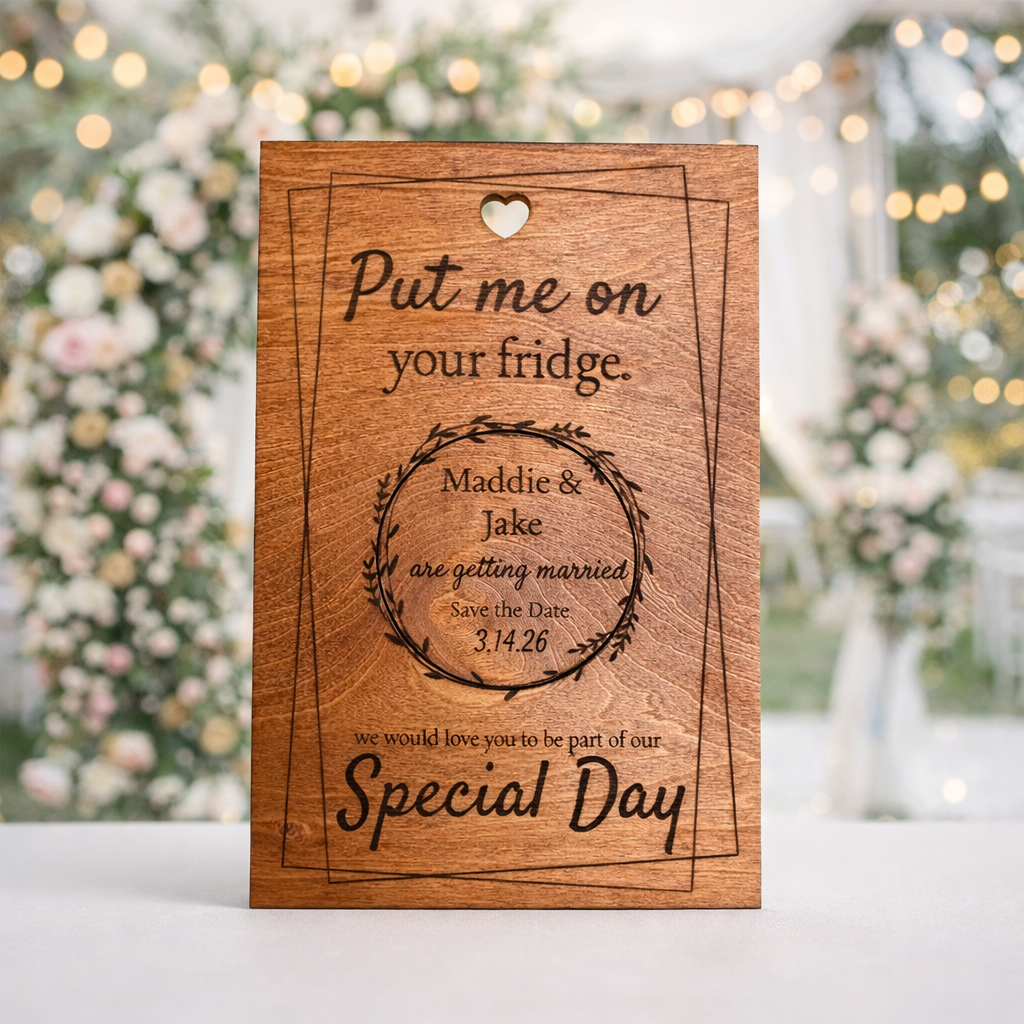Magnetic Pop-Out Wooden Save the Date