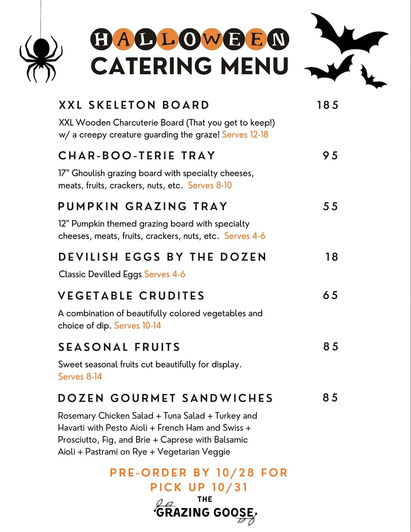 Our Halloween Menu Is Live!!! Perfect for all your Halloween get togethers! #catering #smallbuisness